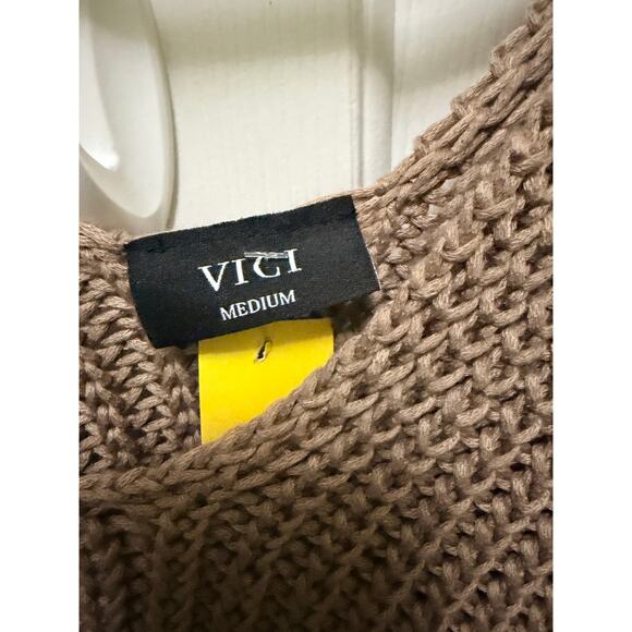 VICI Oversized Chunky Knit Sweater Taupe Medium balloon sleeves - Picture 2 of 6
